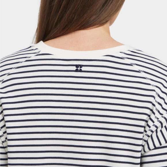 Sweaty Betty After Class Cropped Sweatshirt Women’s Size 4 Navy & Cream Stripes - Picture 4 of 9